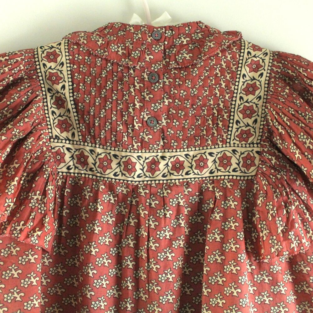 Sea New York Fernanda Blush Floral Tile Print Ruffle Pintuck Bib Top S NWT - Picture 4 of 5